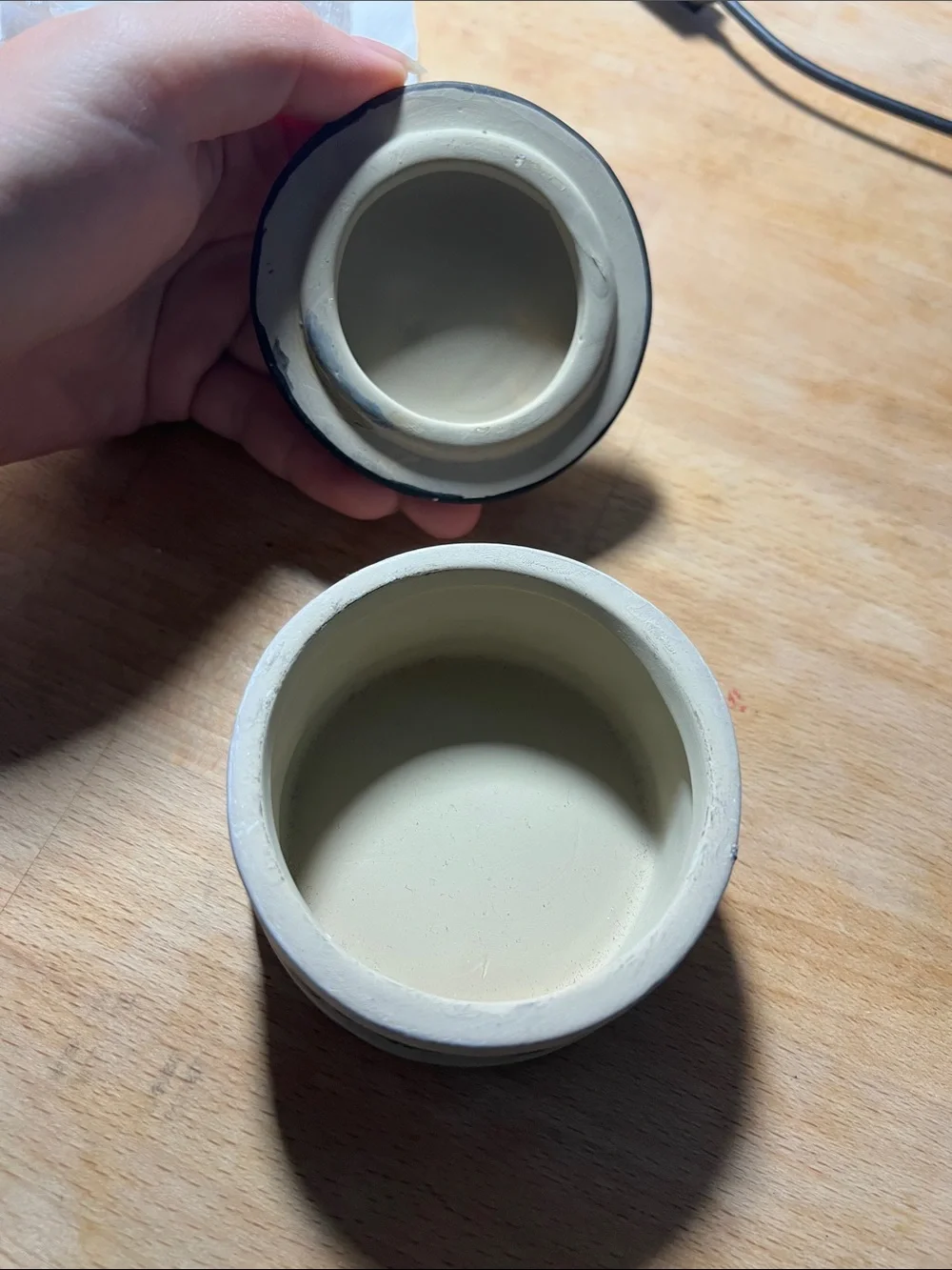 Round Ceramic Trinket Box with Script Lid